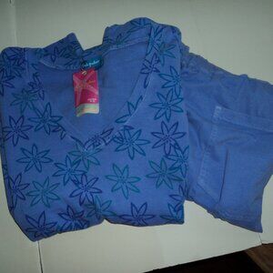New 2pc Fresh Produce Women's Plus 3X Shirt 3/4 Sleeve Capri Pants Periwinkle